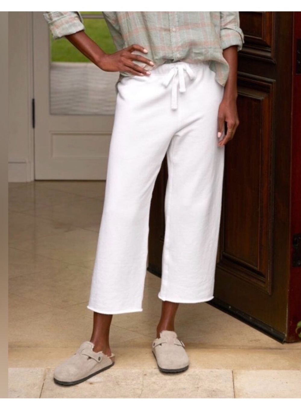 $225 Frank&Eileen favorite sweatpants cropped (xs) white